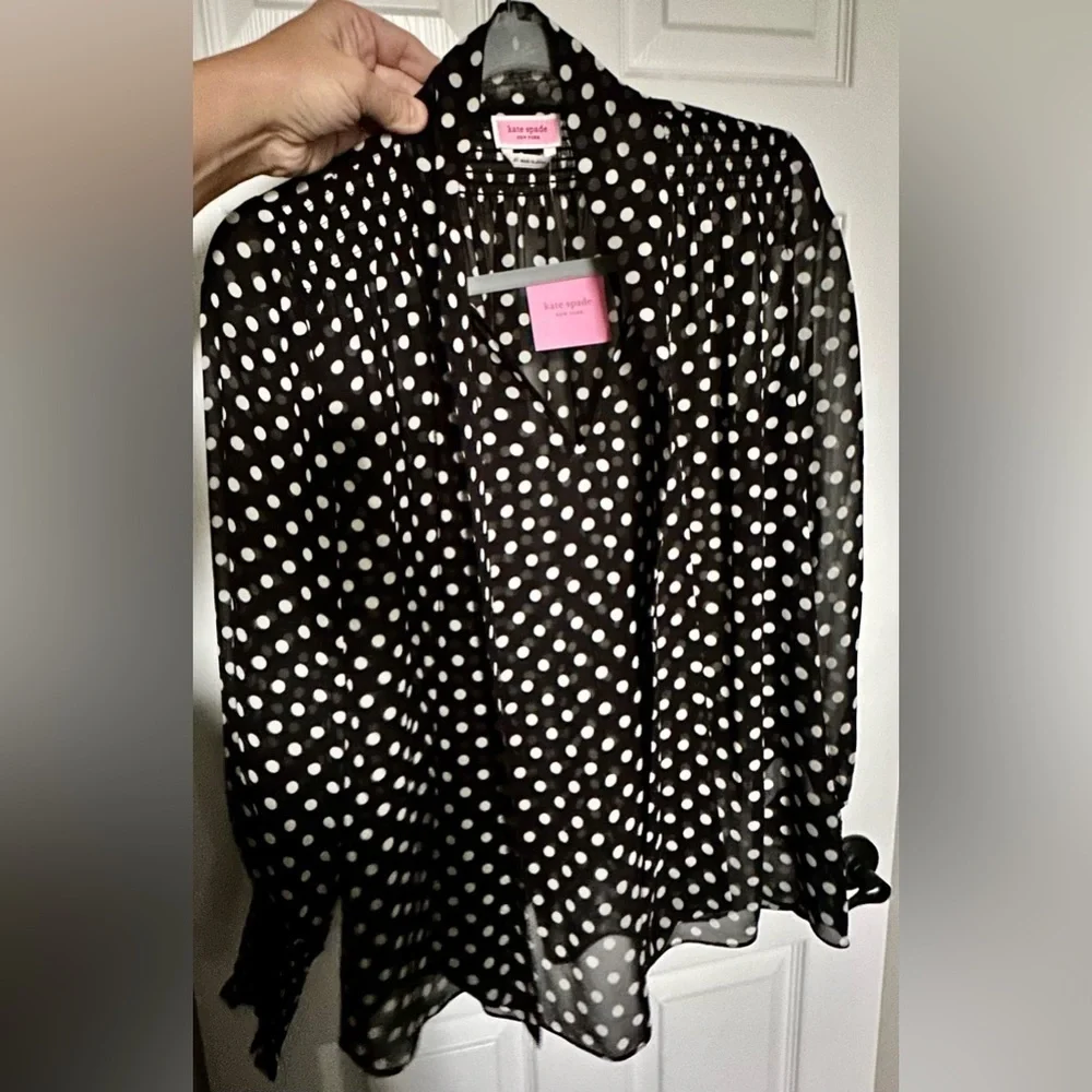 RARE KATE SPADE NWT domino dot chiffon top— size XS